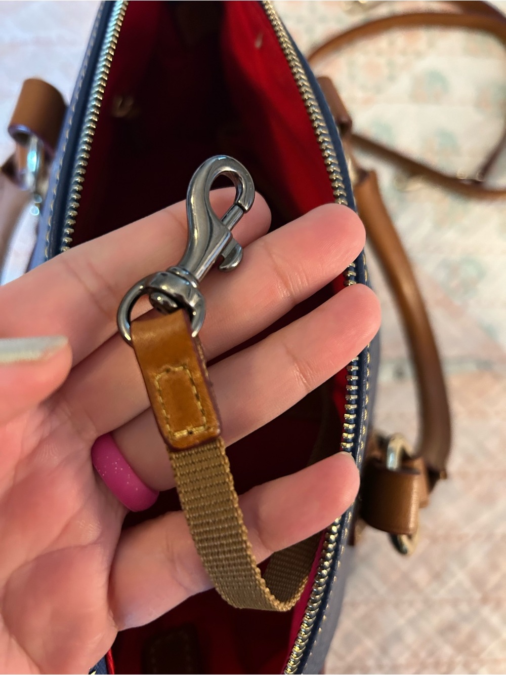 Dooney & Bourke Pebbled Leather Bristol Satchel in midnight blue, EUC! - Picture 11 of 16